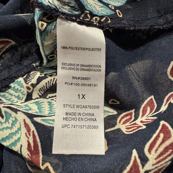 NWT Democracy Top Off Shoulder Floral Sheer Boho Fairy Whimsigoth Retro Size 1X - Picture 5 of 7